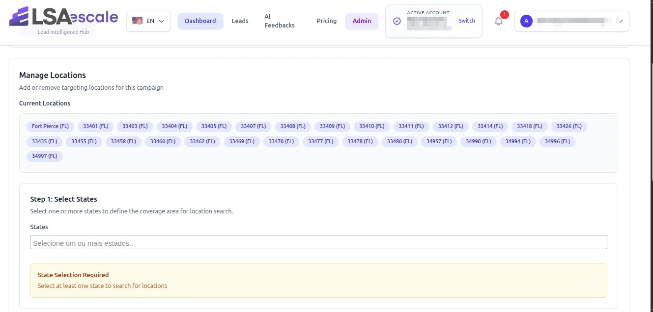 LSA Escale managing service areas across multiple Google Local Services Ads accounts from one place